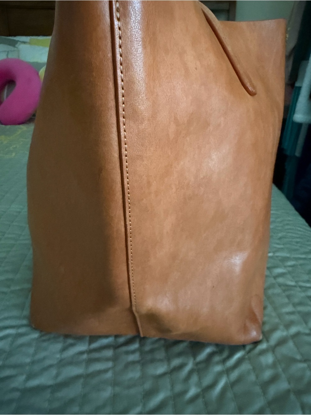 Mansur Gavriel Large Everyday Tote Bag + Zip Pouch | Italian Leather | Tan/Cuoio - Picture 11 of 13